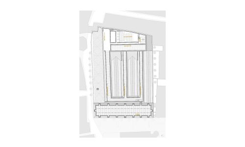 Caixa Forum en Atarazanas de Sevilla Diseño de plano de planta bajo cubierta de Cruz y Ortiz Arquitectos
