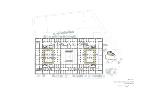 Centro de Artes Visuales en Madrid Diseño de plano de planta primera de Cruz y Ortiz Arquitectos