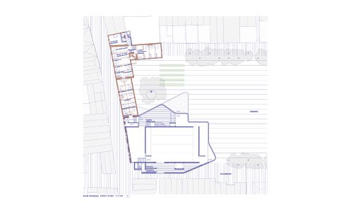 Ampliación de Centro Audiovisual Alkmaar Diseño de plano de planta segunda de Cruz y Ortiz Arquitectos
