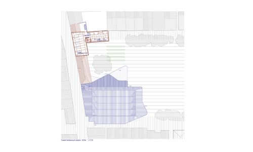 Ampliación de Centro Audiovisual Alkmaar Diseño de plano de planta cubierta de Cruz y Ortiz Arquitectos
