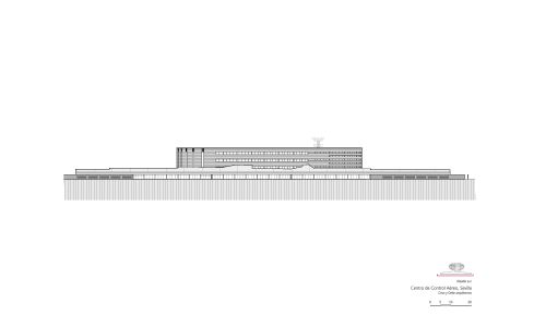 Centro de Control del Aeropuerto de Sevilla Diseño del Plano de Alzado Sur Cruz y Ortiz Arquitectos