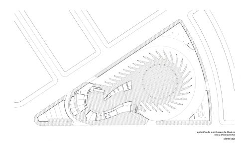 Plano Estacion Autobuses Huelva Design croquis Cruz y Ortiz Arquitectos Planta Baja