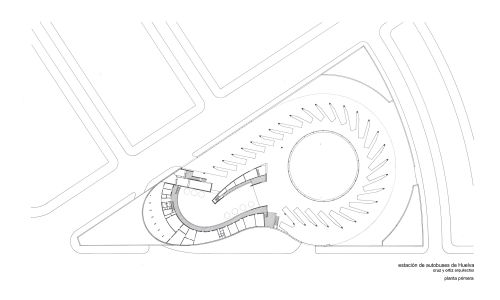 Plano Estacion Autobuses Huelva Design croquis Cruz y Ortiz Arquitectos Planta Alta