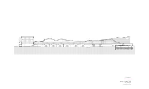 Estacion de Ferrocarril en Basilea Diseño del Plano de Alzado Oeste Cruz y Ortiz Arquitectos