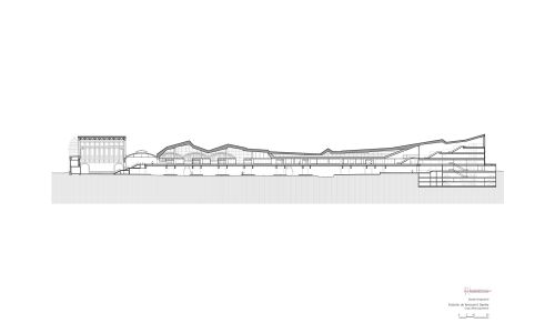 Estacion de Ferrocarril en Basilea Diseño del Plano de Seccion Longitudinal Cruz y Ortiz Arquitectos