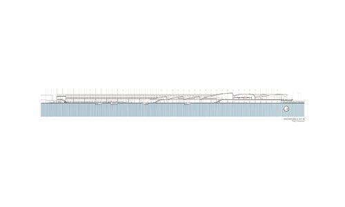 Estación de Ferrocarril de Bolonia Diseño de plano de sección longitudinal de Cruz y Ortiz Arquitectos