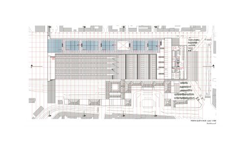 Estación de Ferrocarril de Bolonia Diseño de plano de planta cubierta de Cruz y Ortiz Arquitectos