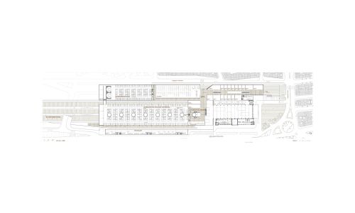 Estación de Ferrocarril de La Coruña Diseño de plano de planta de aparcamientos de Cruz y Ortiz Arquitectos