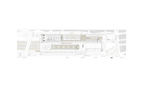 Estación de Ferrocarril de La Coruña Diseño de plano de planta de estación de autobuses de Cruz y Ortiz Arquitectos