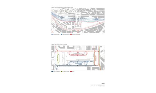 Estación de Ferrocarril de Ourense Diseño de plano de esquemas de circulación de Cruz y Ortiz Arquitectos