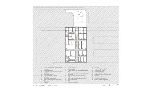 Estación de Ferrocarril de alta velocidad de Huelva Diseño de planta sótano de Cruz y Ortiz Arquitectos