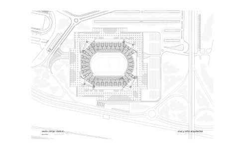 Estadio de la Cartuja en Sevilla Diseño del Plano de situacion Cruz y Ortiz Arquitectos