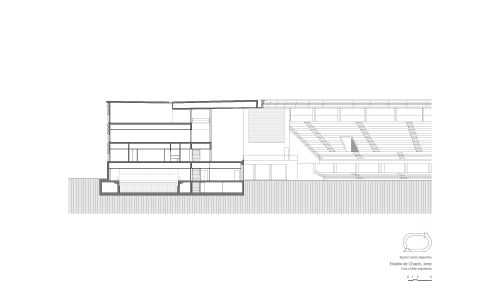 Estadio de Chapin en Jerez Cadiz Diseño del Plano de la Seccion Centro Deportivo Cruz y Ortiz Arquitectos