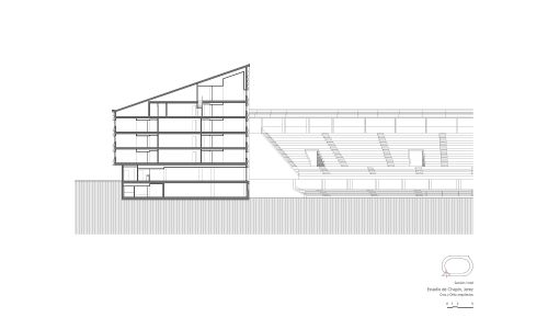 Estadio de Chapin en Jerez Cadiz Diseño del Plano de la Seccion y Hotel Cruz y Ortiz Arquitectos