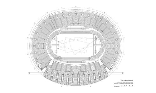 Estadio de la Comunidad de Madrid Diseño del Plano de Planta Graderio Cruz y Ortiz Arquitectos