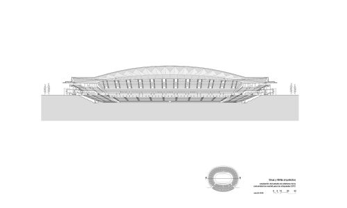 Estadio de la Comunidad de Madrid Diseño del Plano de Seccion BB Cruz y Ortiz Arquitectos