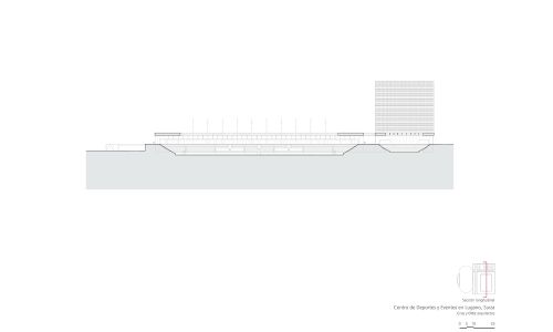 Estadio de Futbol y Eventos en Lugano Diseño de plano de sección longitudinal Cruz y Ortiz Arquitectos