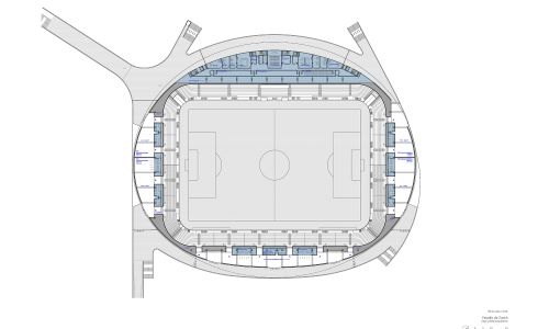 Estadio de Fútbol Grashopper Diseño de plano de planta 5 Cruz y Ortiz Arquitectos