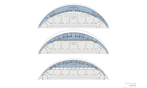 Estadio de Fútbol Grashopper Diseño de plano de plantas de gradas Cruz y Ortiz Arquitectos