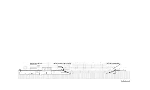 Estadio de Wankdorf en Berna Diseño del Plano Seccion Longitudinal Ortiz Arquitectos