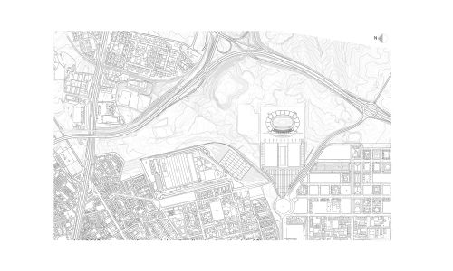 Peineta Estadio Atletismo Madrid Diseño plano Cruz y Ortiz Arquitectos CYO situacion