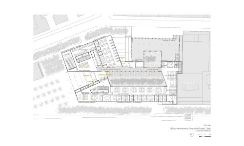 Administración General del Estado en Cadiz Diseño de plano de planta baja de Cruz y Ortiz Arquitectos