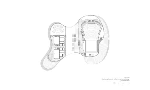 Auditorio Teatro de la Opera en Malaga Diseño de plano de planta cota +12 de Cruz y Ortiz Arquitectos