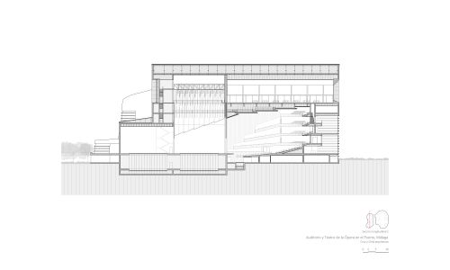 Auditorio Teatro de la Opera en Malaga Diseño de plano de sección longitudinal de Cruz y Ortiz Arquitectos