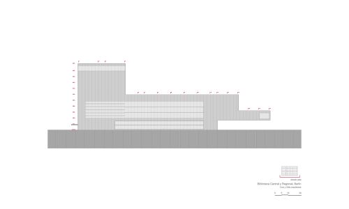 Biblioteca Central en Berlín Diseño de plano de alzado este Cruz y Ortiz Arquitectos