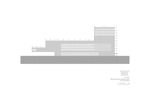 Biblioteca Central en Berlín Diseño de plano de alzado oeste Cruz y Ortiz Arquitectos