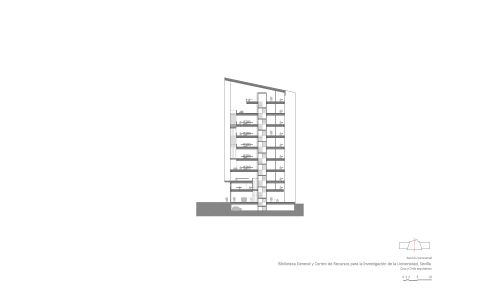 Biblioteca de la Universidad de Sevilla Diseño de plano de sección transversal de Cruz y Ortiz Arquitectos