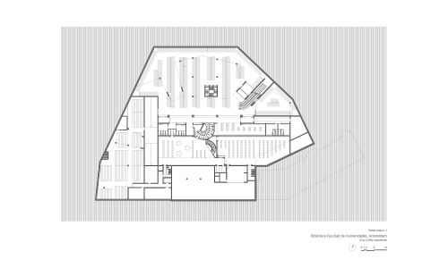 Biblioteca de Humanidades en Amsterdam Diseño del Plano de la Planta del Sotano Cruz y Ortiz Arquitectos