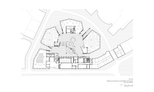 Biblioteca de Humanidades en Amsterdam Diseño del Plano de la Planta Baja Cruz y Ortiz Arquitectos