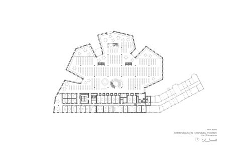 Biblioteca de Humanidades en Amsterdam Diseño del Plano de la Planta Primera Cruz y Ortiz Arquitectos