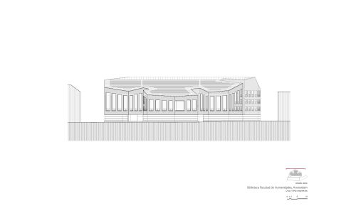 Biblioteca de Humanidades en Amsterdam Diseño del Plano de Alzado Oeste Cruz y Ortiz Arquitectos