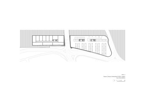 Campus Universitario de Supsi en Lugano Diseño de plano de planta sótano -2 Cruz y Ortiz Arquitectos