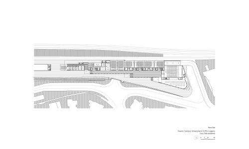 Campus Universitario de Supsi en Lugano Diseño de plano de planta bajaCruz y Ortiz Arquitectos