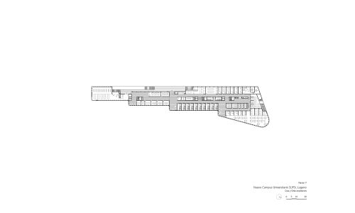 Campus Universitario de Supsi en Lugano Diseño de plano de planta primera Cruz y Ortiz Arquitectos