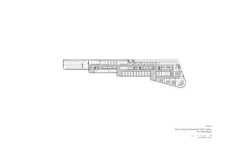 Campus Universitario de Supsi en Lugano Diseño de plano de planta segunda Cruz y Ortiz Arquitectos