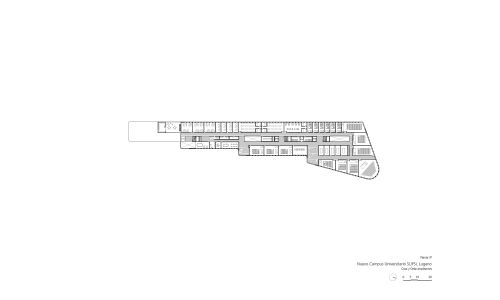 Campus Universitario de Supsi en Lugano Diseño de plano de planta tercera Cruz y Ortiz Arquitectos