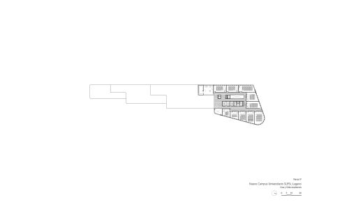 Campus Universitario de Supsi en Lugano Diseño de plano de planta quinta Cruz y Ortiz Arquitectos