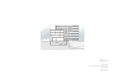 Campus Universitario de Supsi en Lugano Diseño de plano de sección transversal Cruz y Ortiz Arquitectos
