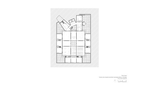 Centro de Arte en Córdoba. Diseño del Plano de la Planta Sotano. Cruz y Ortiz Arquitectos