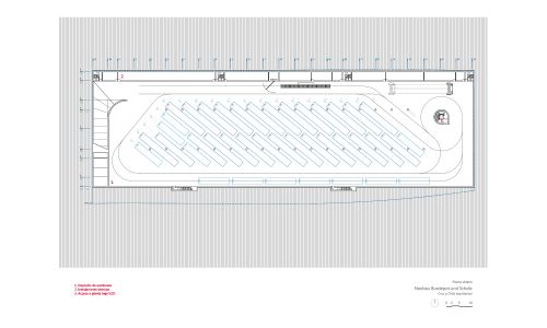 Deposito de Autobuses y Escuela Wetzikon Diseño de plano de planta sótano Cruz y Ortiz Arquitectos