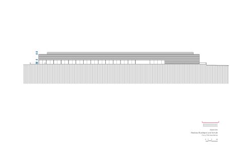 Deposito de Autobuses y Escuela Wetzikon Diseño de plano de alzado este Cruz y Ortiz Arquitectos