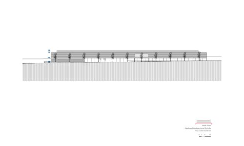 Deposito de Autobuses y Escuela Wetzikon Diseño de plano de alzado oeste Cruz y Ortiz Arquitectos