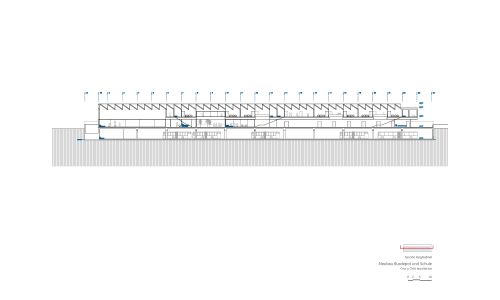 Deposito de Autobuses y Escuela Wetzikon Diseño de plano de sección longitudinal Cruz y Ortiz Arquitectos