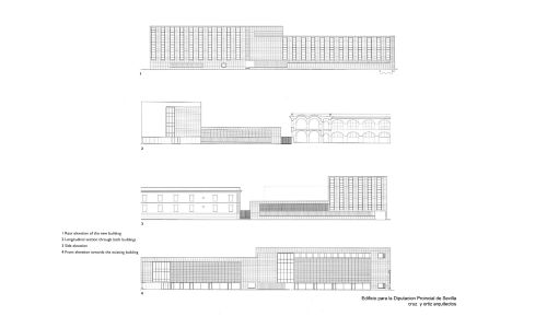 Plano Diputacion Provincial Sevilla Diseño plano Cruz y Ortiz Arquitectos CYO alzado secciones