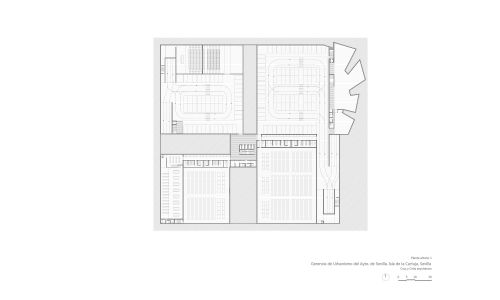 Gerencia de Urbanismo de Sevilla Diseño de plano de planta sótano -1 de Cruz y Ortiz Arquitectos