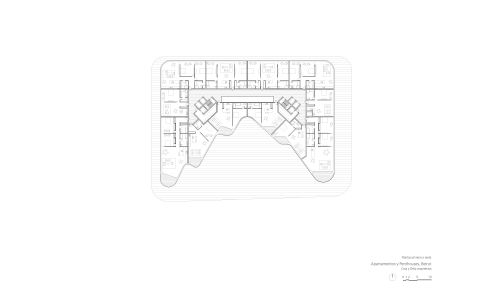 Apartamentos Penthoses en Beirut Diseño plano de planta de primera a sexta de Cruz y Ortiz Arquitectos